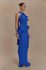 Caprice Halter Knit Maxi Dress - Cobalt