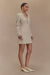 Arora Suiting Blazer Dress With Pleating - Sand
