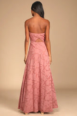 Garden of Romance Rusty Rose Burnout Maxi Dress