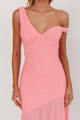 Treasure Sheer Hem Maxi Dress Pink