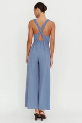 Everything Crossover Strap Jumpsuit Storm Blue