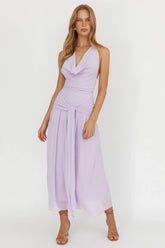 Maretha Cowl Halterneck Maxi Dress Lilac