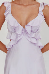 Second Chances Ruffle Trim Mini Dress Lilac