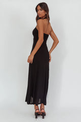 Lira Contrast Halter Maxi Dress Black White