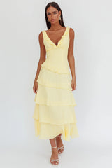 Khlara V-Neck Frill Trim Maxi Dress Butter