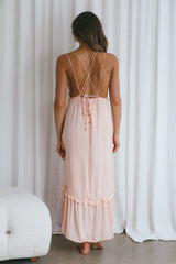 Providence Strappy Back Midi Dress Peach