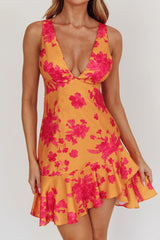 Like Me Strappy Back Mini Dress Floral Orange