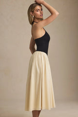 Halterneck A-Line Midaxi Dress in Black