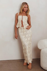 Sun Days Crochet Lace Maxi Skirt Sand