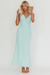 Lexxi Crossover Gathered Waist Maxi Dress Tiffany Blue