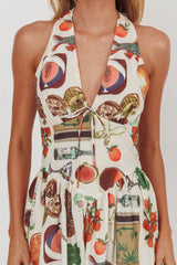 Clarette Basque Waist Open Back Maxi Dress Exotic Beige