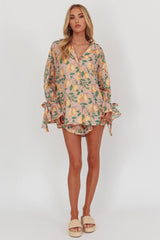 Telling Secrets Tied Cuff Top Lemon