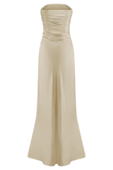 Cedar Strapless Satin Maxi Dress - Blush Gold