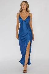 Marlie Side Pleat Maxi Dress Navy