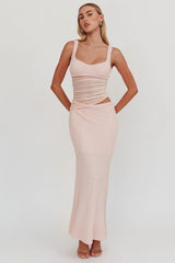 Lorely Mesh Waist Maxi Dress Baby Pink
