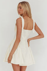 Morgana Tied Shoulder Applique Mini Dress White
