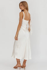 Carmel Shoulder Sash Midi Dress Oyster