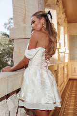 Lusting Off Shoulder Mini Dress Cream