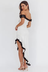 Shake It Off Asymmetric Off-Shoulder Dress Cream