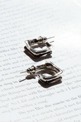 Maddox Small Square Hoop Earrings Silver