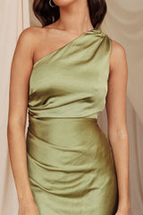 Kamillia One-Shoulder Split Maxi Dress Olive