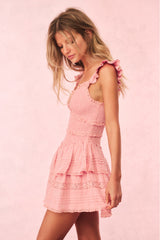 Lovine Cotton Smocked Mini Dress - STRAWBERRY SPRTIZ