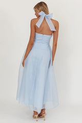 Elvera Rose Bust Halter Midi Dress Blue