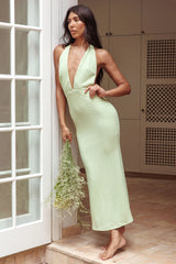 Mayah Halterneck Maxi Dress Textured Sage