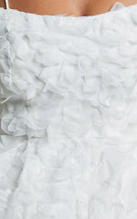 Alvia Mini Dress 3d Flower Full Skirt Dress in White