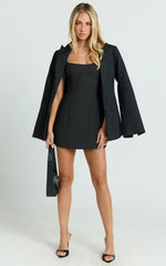 Aretha Mini Dress Corset Panel Dress in Black