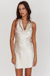 Cassiopeia Open Back Mini Dress Champagne