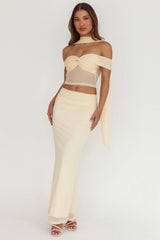 All The Lights Ruched Midi Skirt Cream