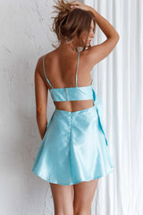 Annah Bow Accent Mini Dress Mint