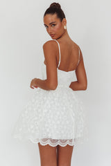 Bahia A-Line Square Neckline Mini Dress Lace White