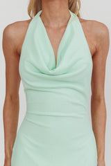 Kailyn Cowl Neck Sheer Hem Maxi Dress Mint