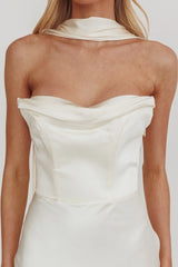 Navi Strapless Laced Back Maxi Dress Oyster