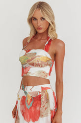 Simple Things Halter Crop Top Floral White