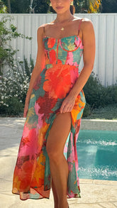 Rahima Maxi Dress - Orange Floral