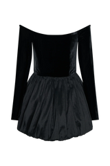 Liv Off Shoulders Velvet Mini Dress - Black
