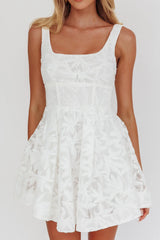 Miley Embroidered A-Line Mini Dress White
