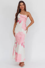 Carmel One-Shoulder Sash Maxi Dress Floral Butter
