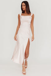 Lucinda Off-Shoulder V-Back Dress Blush