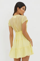 Azura Scalloped Lace Mini Dress Lemon