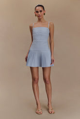 Rylee Multi Pleat Mini Dress - Ice Blue