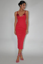 La Bellevilloise Sequin Bust Midi Dress Red