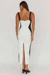 Tenika Contrast Bodycon Midi Dress White
