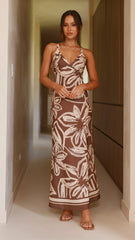 Briana Halter Maxi Dress - Chocolate Floral