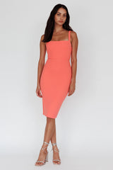 Georgia Square Neckline Midi Dress Apricot