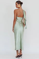 Carmel One-Shoulder Sash Maxi Dress Sage