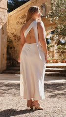 Halle One Shoulder Maxi Dress - Champagne